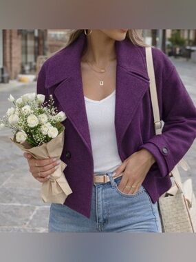 Fun Purple Cropped Spring Jacket Lightweight Bright  Jacket | Minimalist